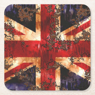 Dessous De Verre Carré Drapeau patriotique rouillé du Royaume-Uni