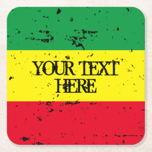 Dessous De Verre Carré Drapeau rastafarien reggae musique personnalisée