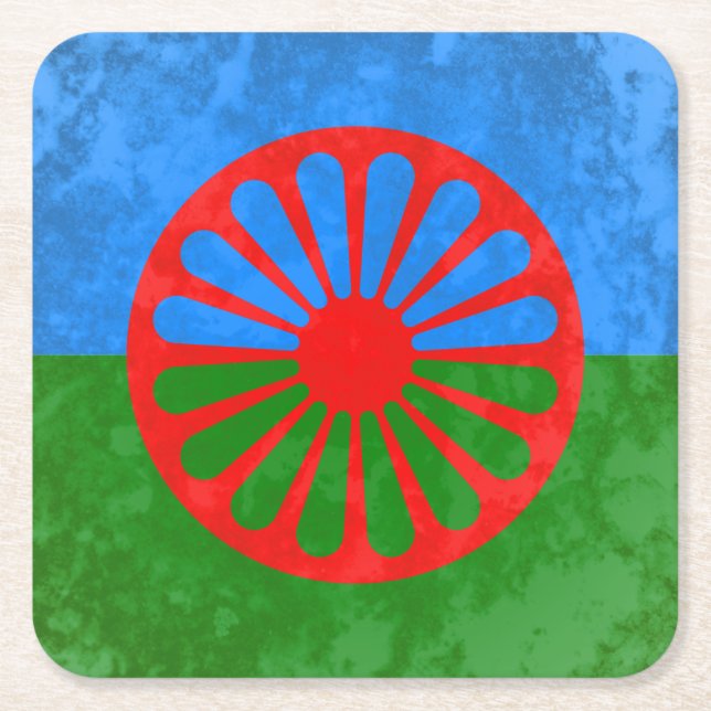 Dessous De Verre Carré Drapeau romani (Devant)