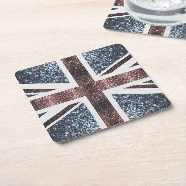 Dessous De Verre Carré Drapeau rustique UK rouge bleu étincelants parties (Incliné)