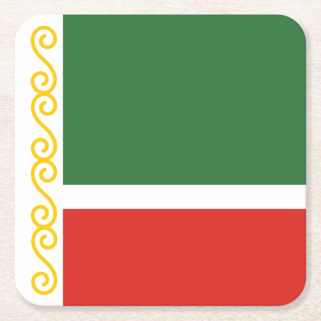 Dessous De Verre Carré Drapeau tchétchène (Devant)