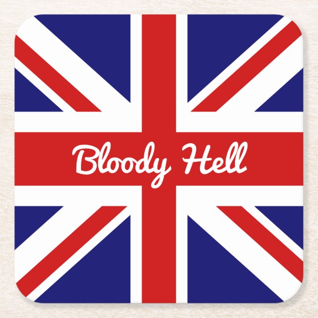 Dessous De Verre Carré Drapeau Union Jack avec citation amusante (Devant)