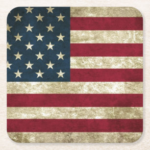 Dessous De Verre Carré Drapeau USA Grunge