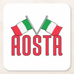 Dessous De Verre Carré Drapeaux AOSTA Italie