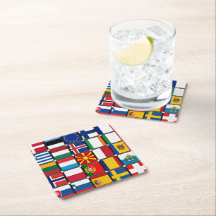 Dessous De Verre Carré Drapeaux du monde