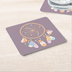 Dessous De Verre Carré Dreamcatcher de Boho Tribal sur Purple