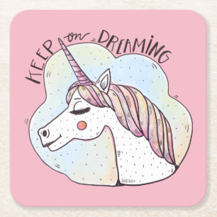 Dessous De Verre Carré Dreaming Whimsical Unicorn
