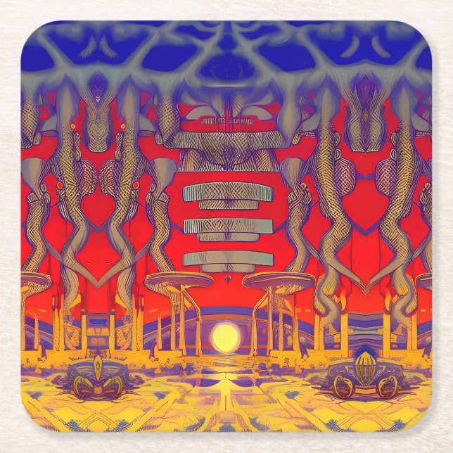 Dessous De Verre Carré Dreamland psychédélique (Devant)