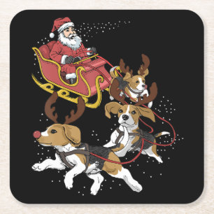 Dessous De Verre Carré Drôle cadeau de Noël de chien Beagle pour Amoure
