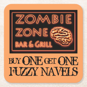 Dessous De Verre Carré Drôle Halloween Zombie Boissons Fuzzy Navel