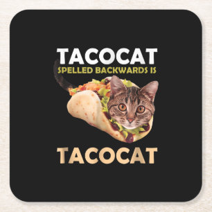 Dessous De Verre Carré Drôle Tacocat Tacocat Taco Cat épinglé en arrière