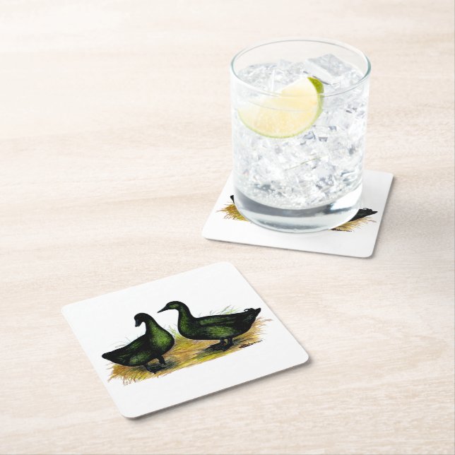 Dessous De Verre Carré Ducks : Cayuga Pair (En situation)