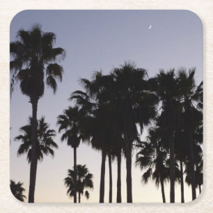 Dessous De Verre Carré Dusk avec palmiers Scène tropicale