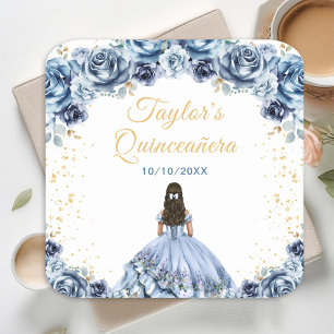 Dessous De Verre Carré Dusty Blue Princess Fleur Quinceañera