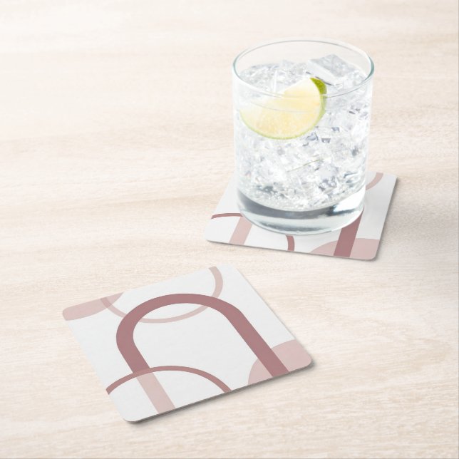 Dessous De Verre Carré Dusty Pink Abstract Arch Coaster Set (En situation)