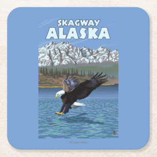 Dessous De Verre Carré Eagle chauve plongeant - Skagway, Alaska