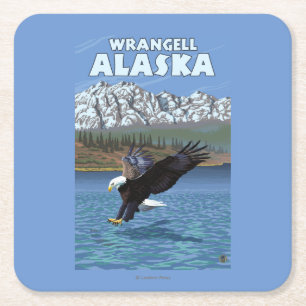 Dessous De Verre Carré Eagle chauve plongeant - Wrangell, Alaska