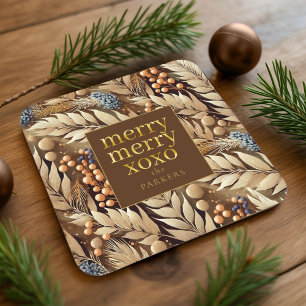 Dessous De Verre Carré Earth Tones Christmas Joyeux Motif#21 ID1009