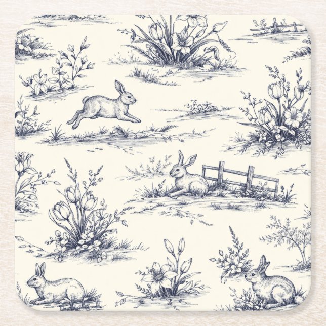 Dessous De Verre Carré Easter Bunny Plates (Devant)
