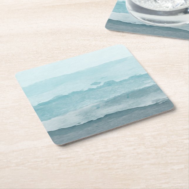 Dessous De Verre Carré Eau bleu mer Abstraite (Incliné)