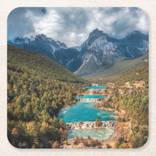 Dessous De Verre Carré Eau   Blue Moon Lake, Chine