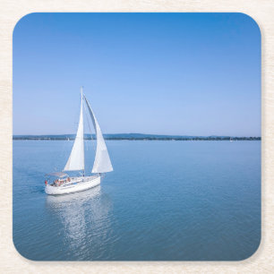 Dessous De Verre Carré Eau Yacht au lac Balaton en Hongrie