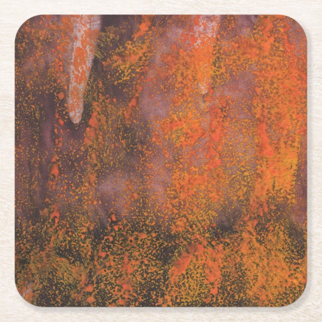 Dessous De Verre Carré éclaboussures orange Abstraites (Devant)
