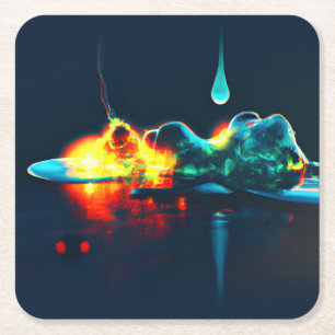 Dessous De Verre Carré Éclairage Liquide