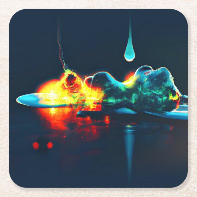 Dessous De Verre Carré Éclairage Liquide (Devant)