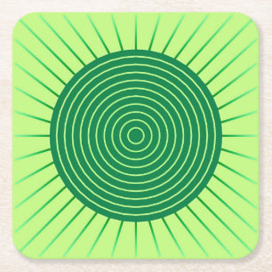 Dessous De Verre Carré Éclat de soleil géométrique moderne - Vert émeraud