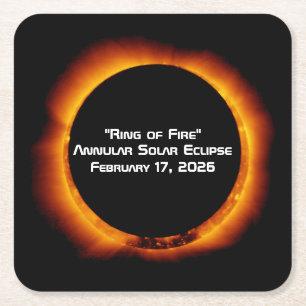 Dessous De Verre Carré Éclipse solaire annulaire de 2026