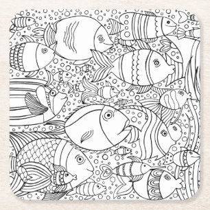 Dessous De Verre Carré École inspirée des poissons