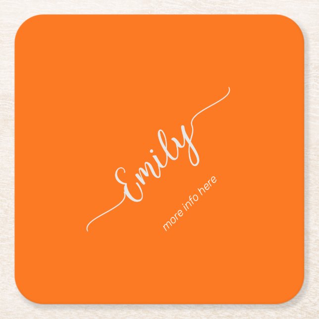 Dessous De Verre Carré écriture élégante néon orange (Devant)