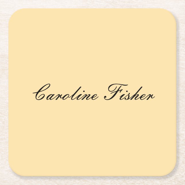 Dessous De Verre Carré Écriture Manuelle Classique Simple Beige (Devant)