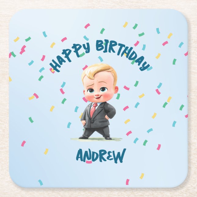 Dessous De Verre Carré Editable Boss Baby Paper Coaster (Devant)