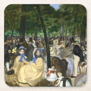 Dessous De Verre Carré Edouard Manet - Musique dans les jardins des Tuile