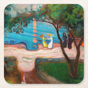 Dessous De Verre Carré Edvard Munch - Danse sur la plage