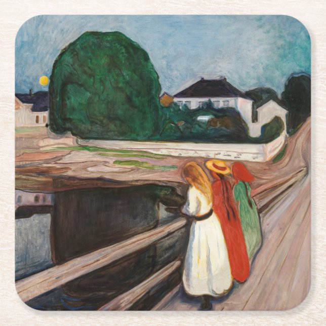 Dessous De Verre Carré Edvard Munch - Les filles sur le pont (Devant)