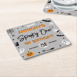 Dessous De Verre Carré ÉFFRAYANT ! Fête du 1er anniversaire d'Halloween