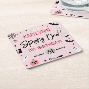 Dessous De Verre Carré ÉFFRAYANT ! Filles Halloween 1er fête d'anniversai