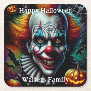 Dessous De Verre Carré Éffrayante Fête d'Halloween Clown effrayant Person