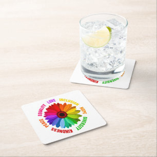 Dessous De Verre Carré Égalité Amour Inclusion Espoir Diversité Gentilles