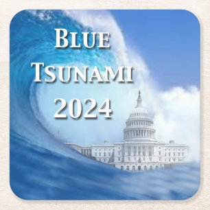 Dessous De Verre Carré Élection du tsunami bleu 2024
