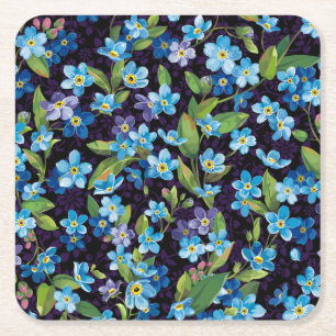 Dessous De Verre Carré Elégance Oublier-Me-Pas Motif Floral