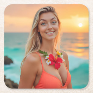 Dessous De Verre Carré Élégance tropicale : Photoshoot Bikini d'Helena