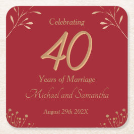 Dessous De Verre Carré Elegant 40th Ruby Wedding Party