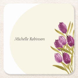 Dessous De Verre Carré Elégant Aquarelle Tulipe Fleurs