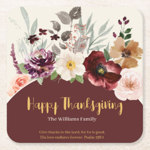 Dessous De Verre Carré Elégant automne floral Thanksgiving