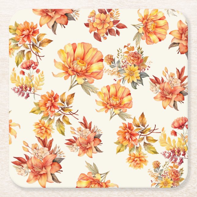 Dessous De Verre Carré Elegant Autumn Floral (Devant)