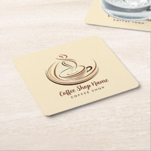 Dessous De Verre Carré Élégant café Brown espresso logo d'entreprise